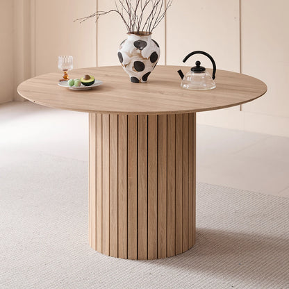 EGOONM Round Dining Table Nordic Table for 4 People, Circle Dining Room Table with Wooden Base, Round Kitchen Dinner Table 120CM