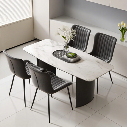 Black PU Dining Chairs, Set of 4 – Modern Faux Leather Armchairs for Kitchen & Dining Area