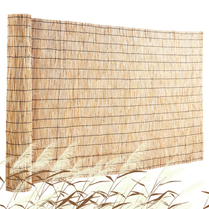SucceBuy Natural Reed Fencing 3.3 ftx13.3ft Balcony Reed Fence Roll for Outdoor Backyard Patio Decorative Fence Fencing Divider