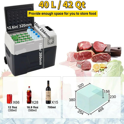 Draagbare Compressor Koelkast – Mini Koelkast – Auto Koelkast – Camping Koelkast – Picknick Koelkast – 40 Liter – Snel Koelen – Meerdere Stroomopties