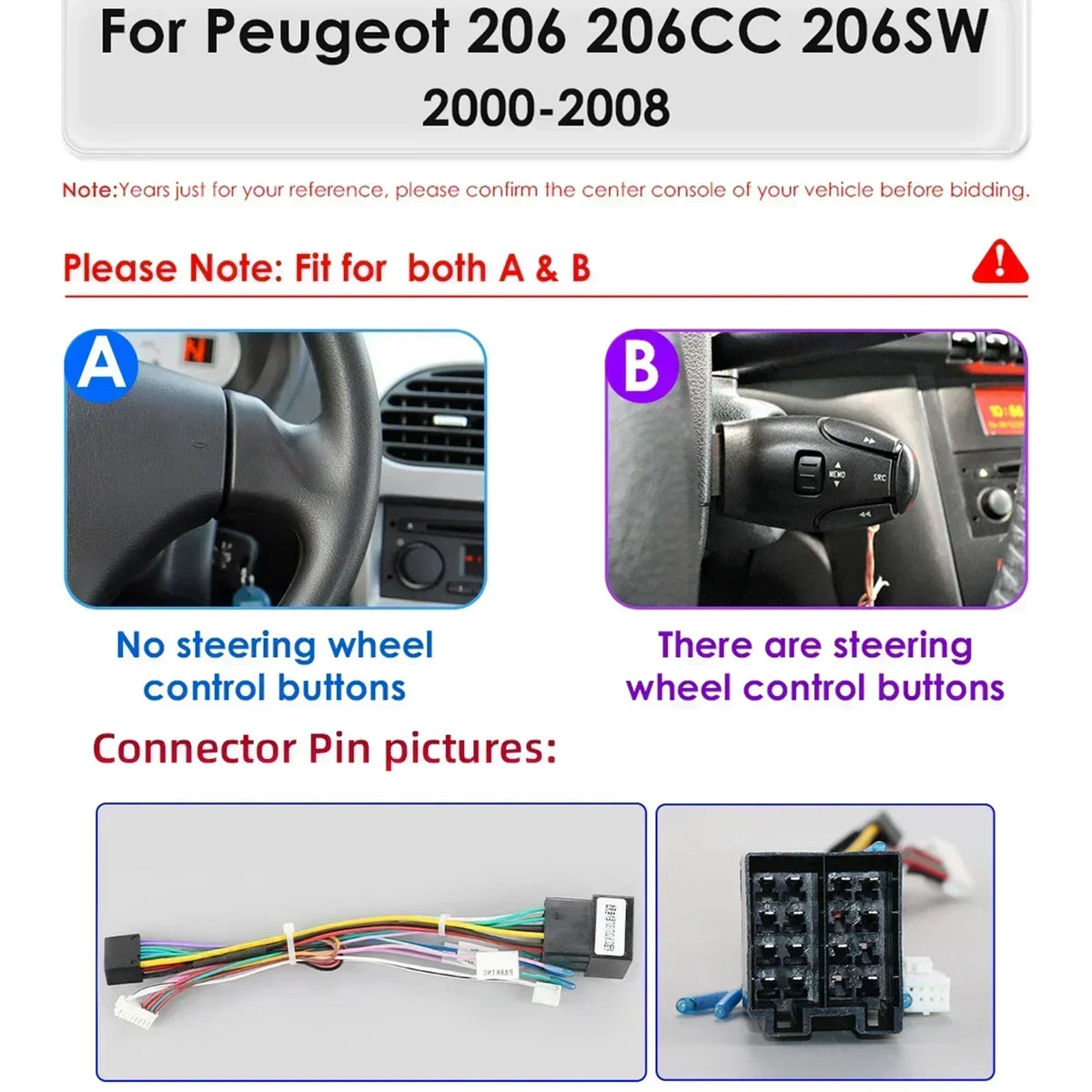 Auto Multimedia Speler - Voor Peugeot 206 206CC 206SW 2000-2008- 7 Inch - 6GB64GB - 8 Core - Carplay Scherm - Navigatiesysteem Auto - Multimedia Autoradio - met Canbus - Zwart