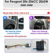 Auto Multimedia Speler - Voor Peugeot 206 206CC 206SW 2000-2008- 7 Inch - 6GB64GB - 8 Core - Carplay Scherm - Navigatiesysteem Auto - Multimedia Autoradio - met Canbus - Zwart