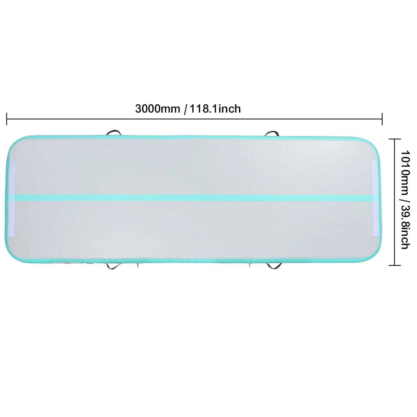 Gymnastiekmat - Opblaasbare - Turnmat - Dikke Tumbling Mat - met Elektrische Pomp - Voor Thuis - Gym & Training - Hoogwaardig PVC-materiaal - Ergonomische Handgreep - en Schouderband - 10ftx3.3ftx4inch - Groen