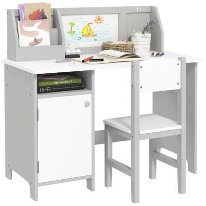 Kinderbureau – Kinderbureau Set – Kindertafel – Schrijftafel – Bureau Met Stoel – Whiteboard Werkblad – Afgeronde Hoeken Veilig Design