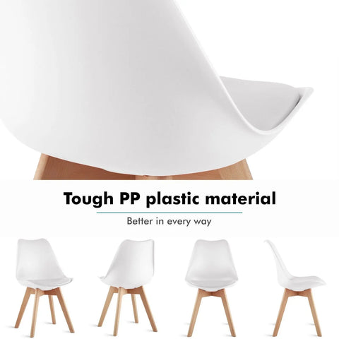 Chair - Dining Chairs - Dining Chairs Set of 6 - Nordic Medieval Dining Chairs - Padded Seat - Beech Legs - White