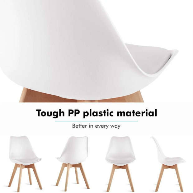 Chair - Dining Chairs - Dining Chairs Set of 6 - Nordic Medieval Dining Chairs - Padded Seat - Beech Legs - White