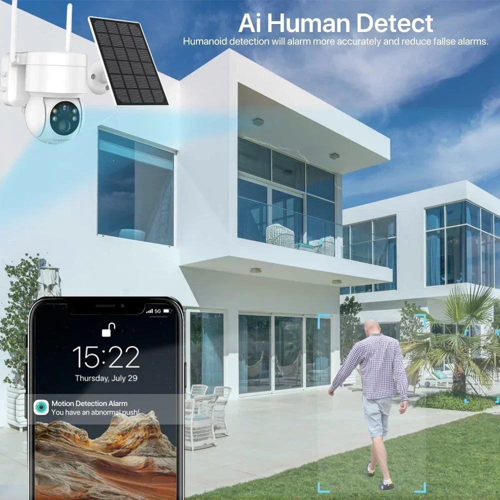 Draadloze Outdoor Solar Camera – Beveiligingscamera – Wifi Camera Buiten – IP Camera – Zonnepaneel Camera – 4MP Full HD Beeld – Bewegingsdetectie Met PIR-sensor