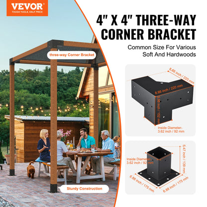 Hoekankers - Hoekconnectoren - Pergolabeugelset - Metaal - DIY Post Base Kit - 4x4in - 4 stuks - Zwart