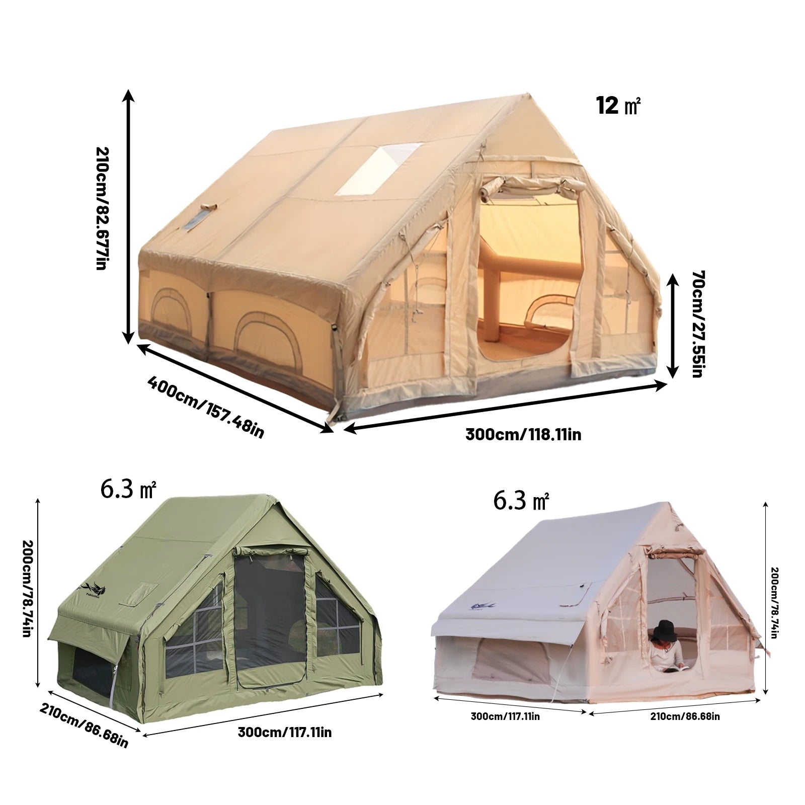 Opblaasbare Tent – Kampeertent – Familietent – Glamping Tent – Haven Tent – 3x2,1x2m – Waterdicht Oxford Polyester – Snel Opblaasbaar Met Fiberglass Frame - QUORE