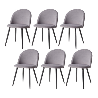 Eetkamerstoelen – Fluwelen Stoelen – Velvet Stoelen – Metalen Frame – Set Van 6 – Ergonomisch Comfort – Snelle Montage – Grijs