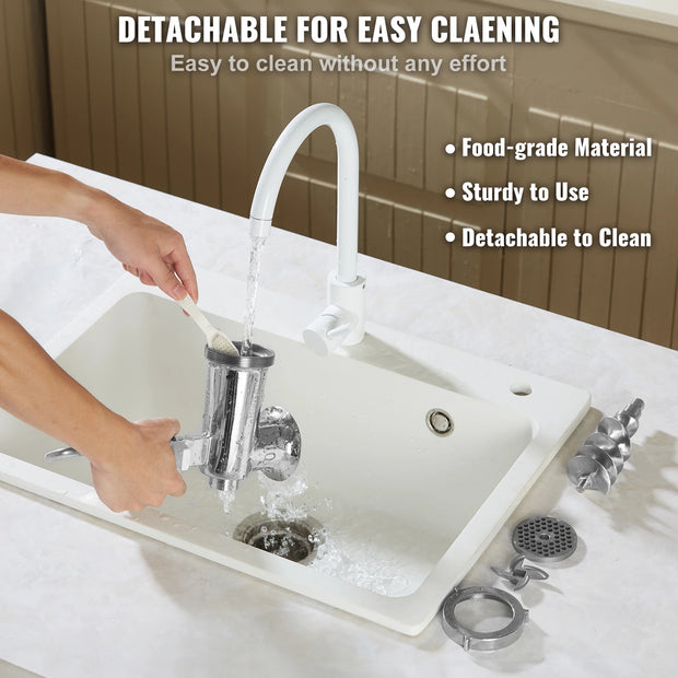 Handmatig Gehaktmolen - Voor alle soorten Vlees - Roestvrij staal - Vleesmolen - Vleesmolens - worstenmaker - Keukenmolenmachine - 304 roestvrij staal - Zilver