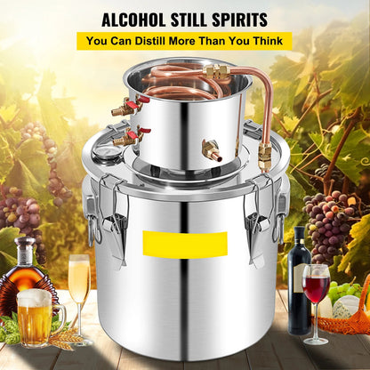 Distilleerketel - Destilleerapparaat - Moonshine - 50L - voor Alcohol - Fermentatie set - Home Brewing Set voor Whisky, Wijn & Brandy – Zilver