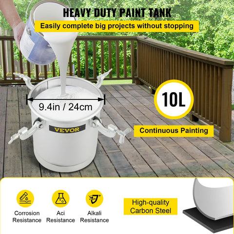 Vevor - Paint Sprayer - Paint Gun - Paint Spraying Compressed Air - 10L 15L Spray Tank W/Spray Gun &amp; Hose - for Home Industrial Commercial Spraying Coating