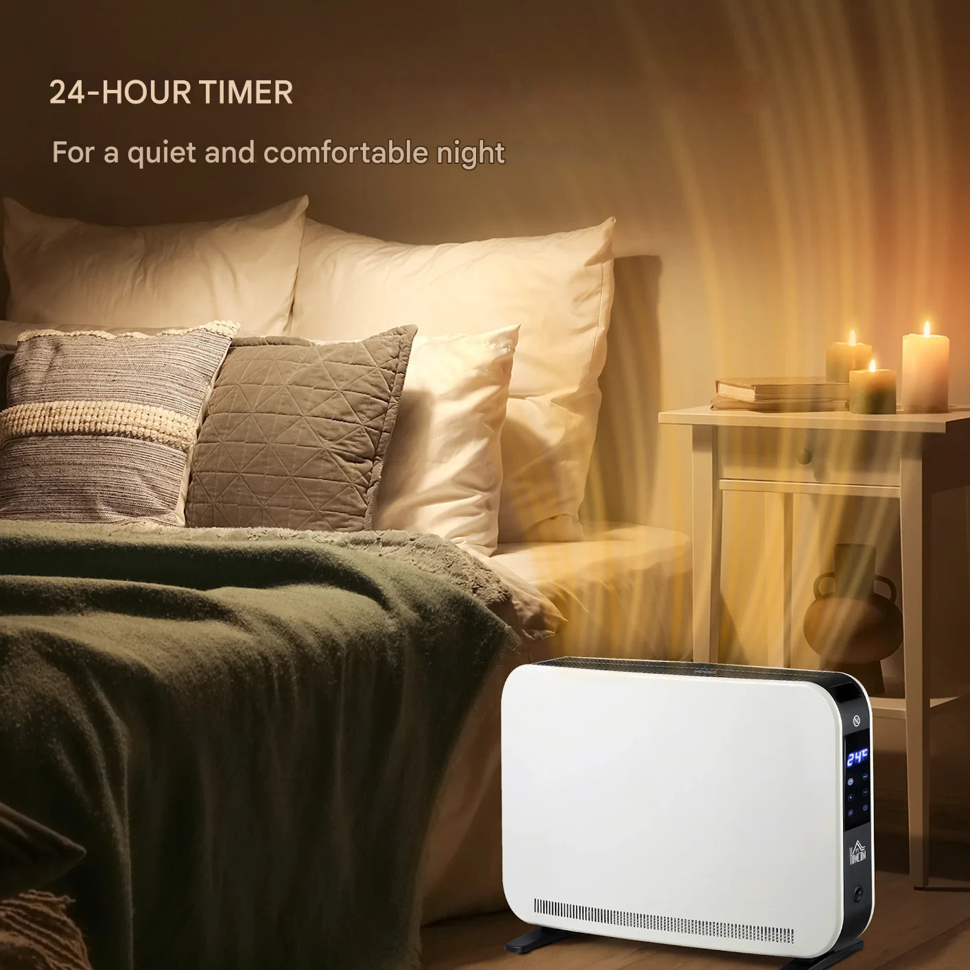 Elektrische Kachel - Ventilatorkachel - Laag Verbruik Kachel - 1830-2180W - met 3 Verwarmingsstanden - LED-Aanraakscherm - 220-240V - 50-60Hz - 12-18 m² - 60 x 18.5 x 39.5 cm - Wit