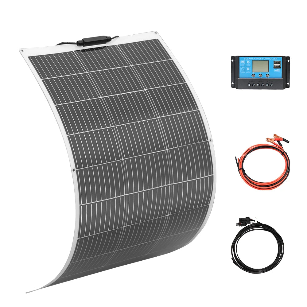 Zonnepaneel - Zonnepanelen - Zonne-energie - 16.5V Fotovoltaïsche Celmodule - Flexibel - Monocrystalline Silicon - Zonne-kit - 100W - 1 Stuk - Waterdicht - voor Boot - Camper - Caravan - RV - Tuin - QUORE