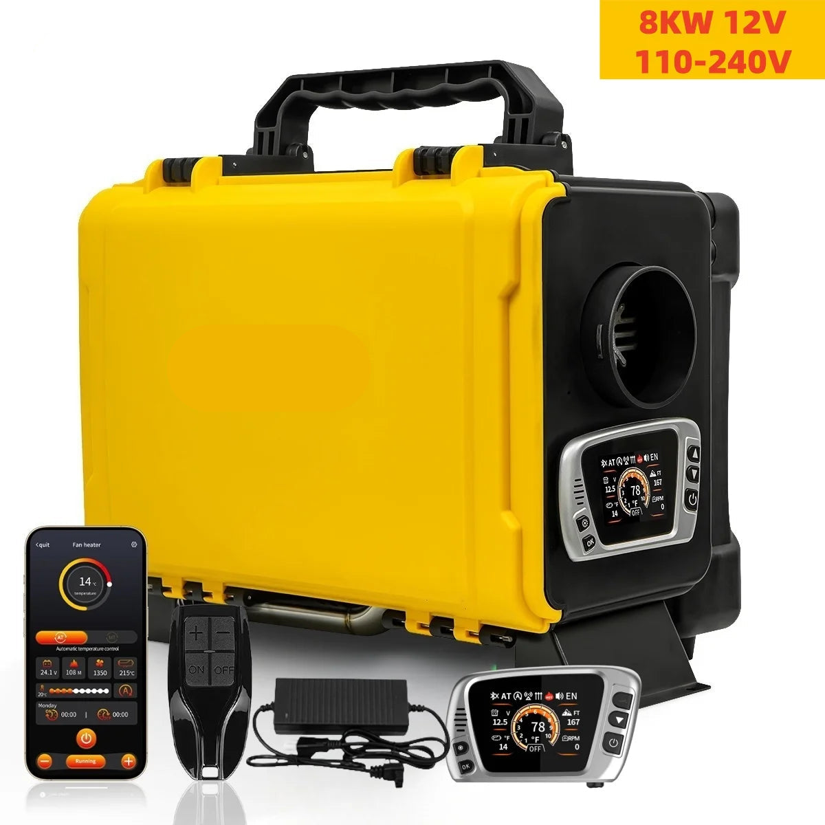 Diesel Air Heater – Luchtverwarmer – Parkeerstand Verwarming – Camper Heater – Mobiele Dieselverwarmer – 8KW Vermogen – Bluetooth App & LCD Display
