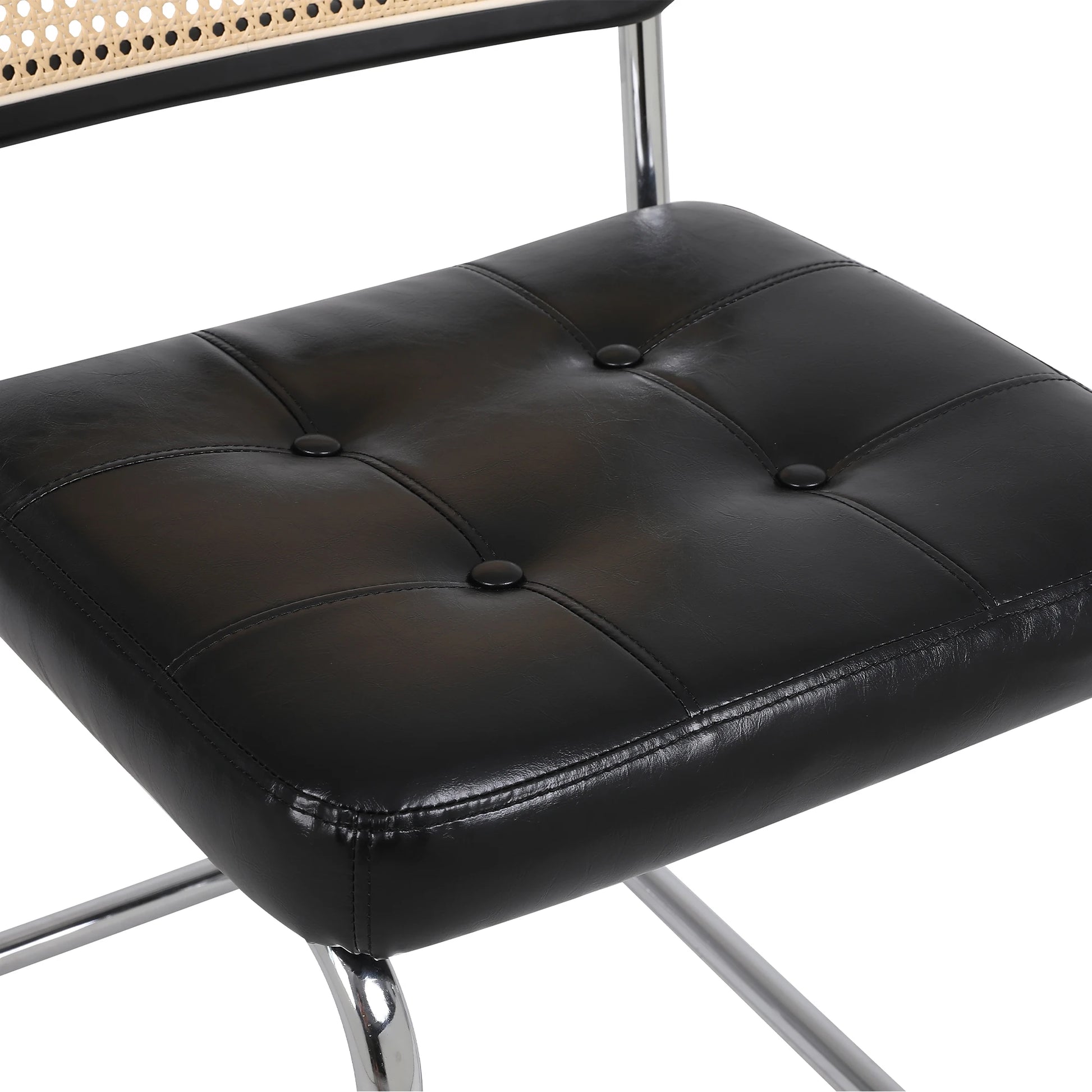 Eetkamerstoelen – Stoelen – Zitmeubels – Zithoeken – PU-Leder – Ergonomisch Design – Metalen Poten - Set van 2 - 50 x 61 x 81 cm - Zwart - QUORE