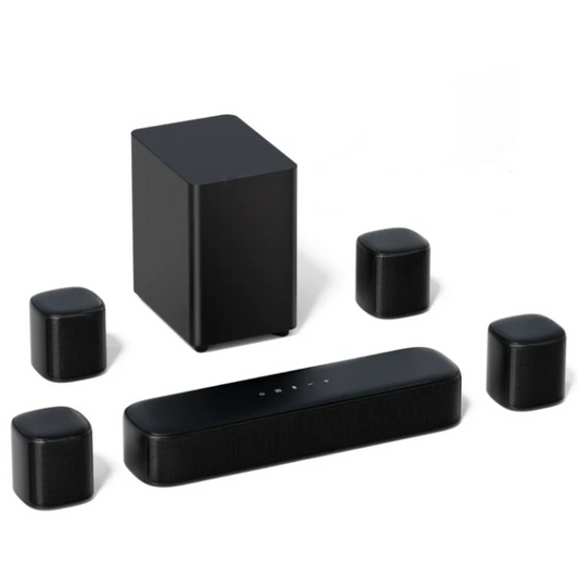 Soundbar - Soundbars voor TV en Theater - Soundbar met Subwoofer - 7.1CH - Virtuele Surround Soundbar - 330W Piekvermogen - 4 Surround Speakers - Smart App Control - Compatibel met AUX -Optical Input - USB - EU Stekker - Zwart - QUORE