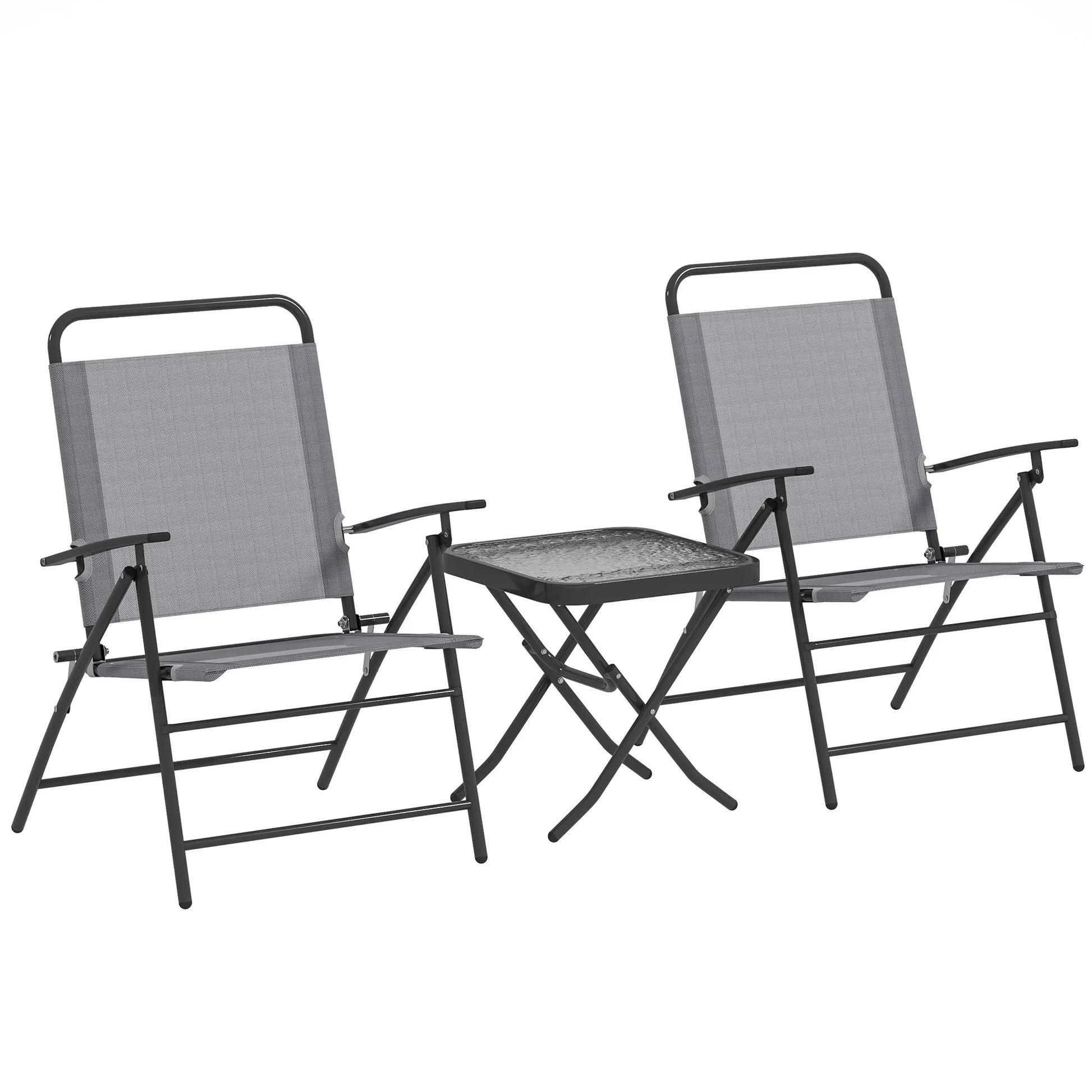 Bistroset – Buitenset – Terrasmeubilair – Balkonset – Compact – Inklapbaar – Stijlvol Stalen Frame - Donkergrijs - QUORE
