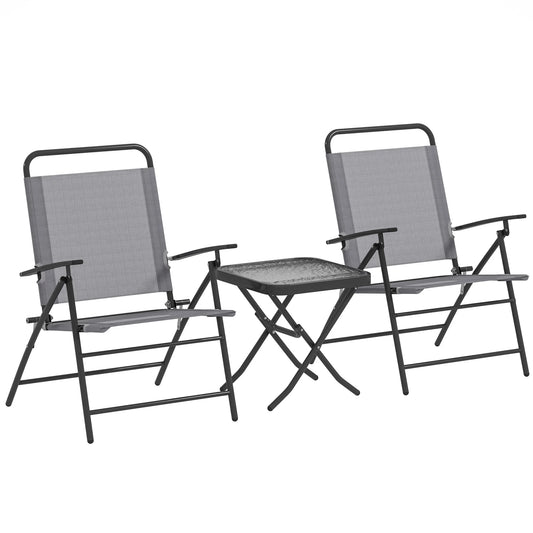 Bistroset – Buitenset – Terrasmeubilair – Balkonset – Compact – Inklapbaar – Stijlvol Stalen Frame - Donkergrijs - QUORE