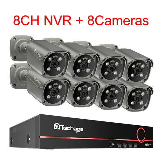 Techage 4K Ultra HD 8MP Security POE NVR Kit Human Face Detect AI Smart Camera Outdoor Home CCTV Video Surveillance Camera Set