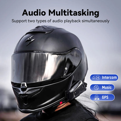 LEXIN-MeshCom Motorcycle MESH&Bluetooth Headset Intercom ,With Mesh Communication System, Parallel Audio- Intercom,24 Riders - QUORE