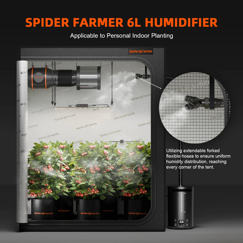 Luchtbevochtiger - Aromatherapie – Koele mistbevochtiger voor planten - 6L - QUORE