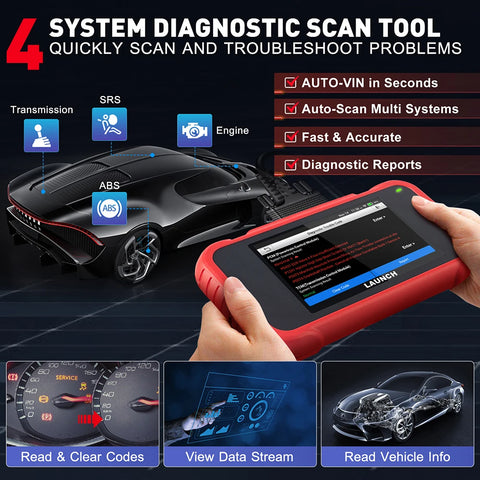 OBD2-scanner - Diagnosecomputer - Slimme diagnosetool - Foutverwijdering - 7 Reset-service - ABS SRS Engine AT+ - Rood