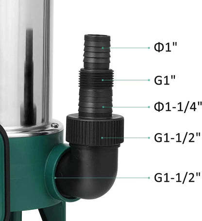 Dompelpomp - Waterpompen - Waterpomp Elektrisch - Vuilwaterpomp - 1100W - 16500 L/h Capaciteit - RVS Waterpomp met Vlotterschakelaar - Zwart