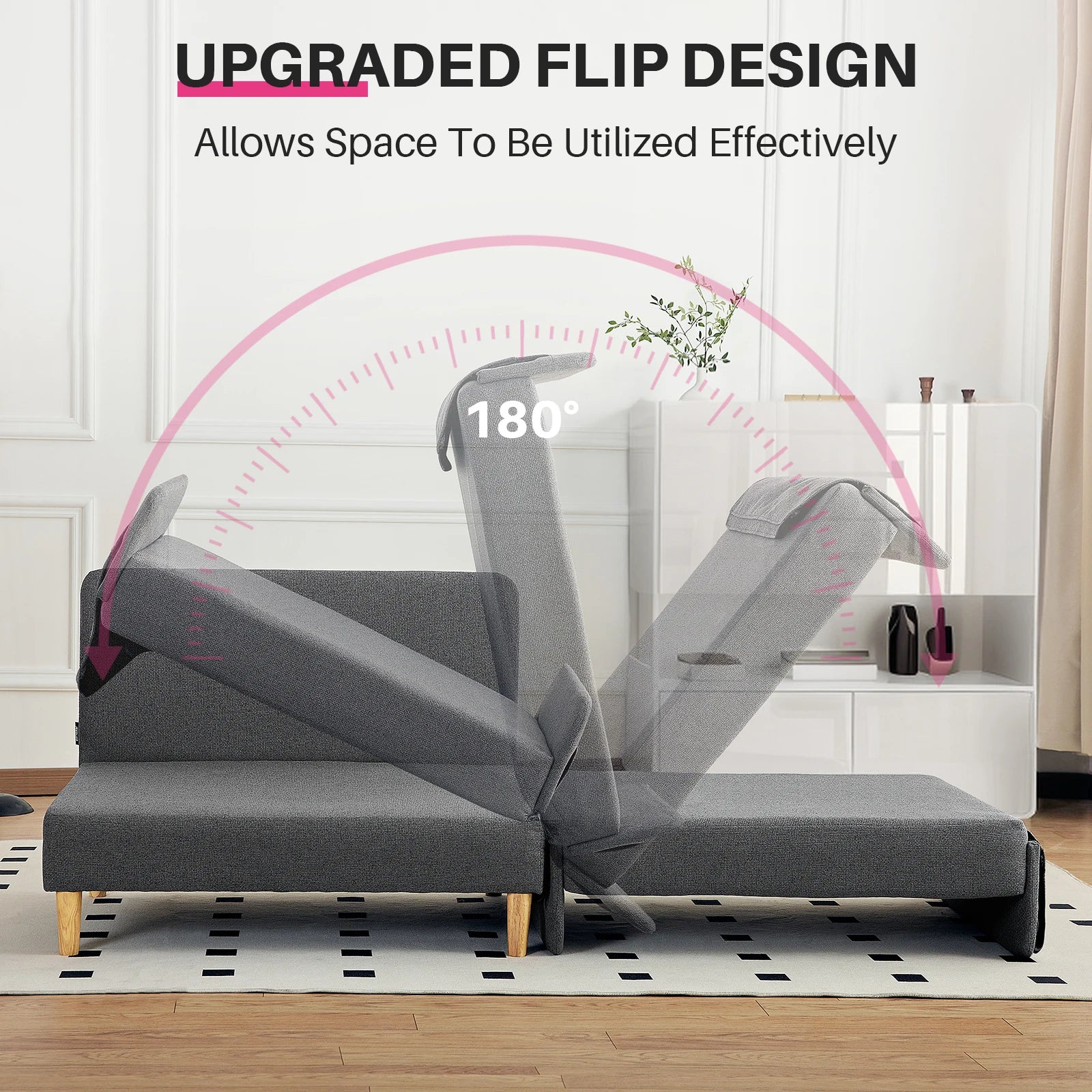 Slaapbank – Bedbank – Ligbank – Zetelbed – Compact Ontwerp – Stevig Houten Frame – Comfortabel Schuimkussen - Grijs - QUORE