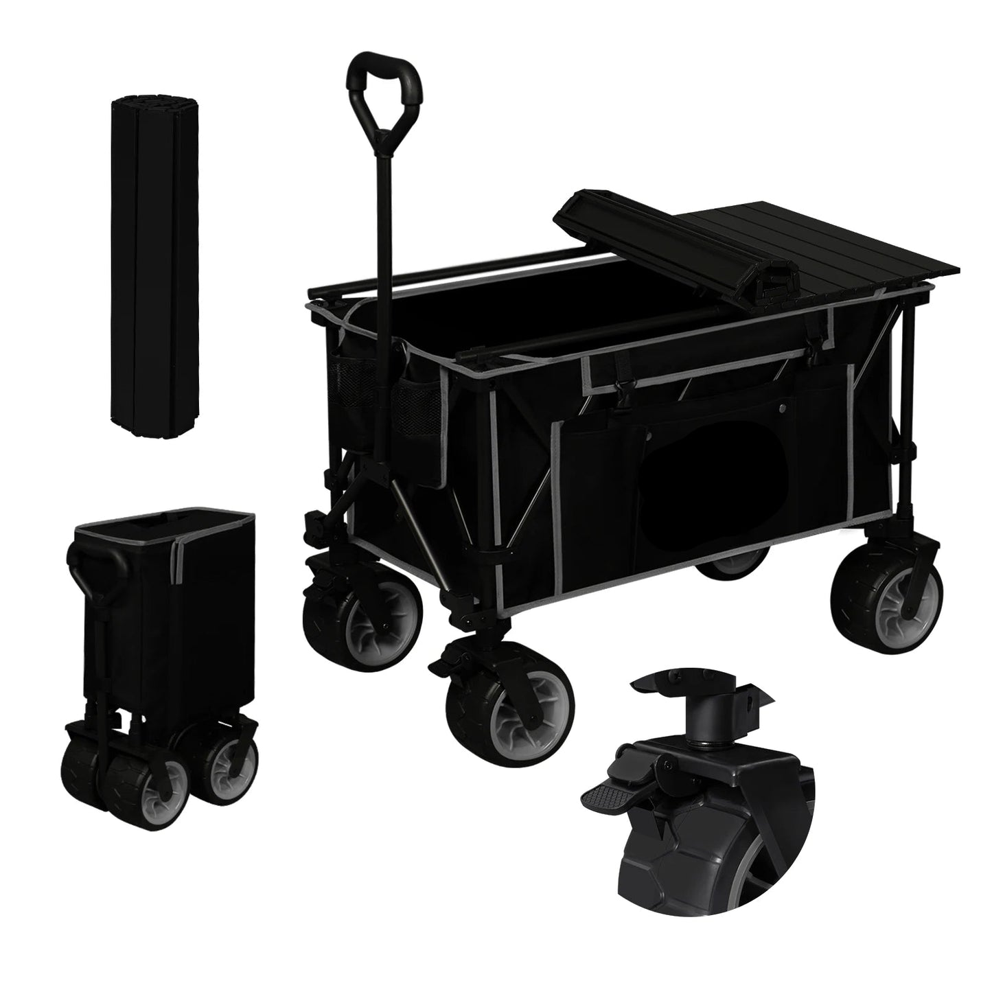 Tuinkar – Opvouwbare - Wagen - Strand - Bolder - Boodschappen - Transport - met Verwijderbare Plateau – Heavy-duty - Draagbare Trolley - Draagvermogen 120kg - Grijs