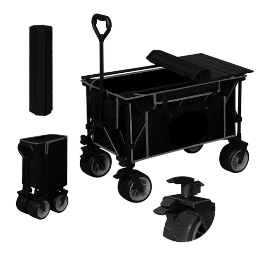 Tuinkar – Opvouwbare - Wagen - Strand - Bolder - Boodschappen - Transport - met Verwijderbare Plateau – Heavy-duty - Draagbare Trolley - Draagvermogen 120kg - Grijs