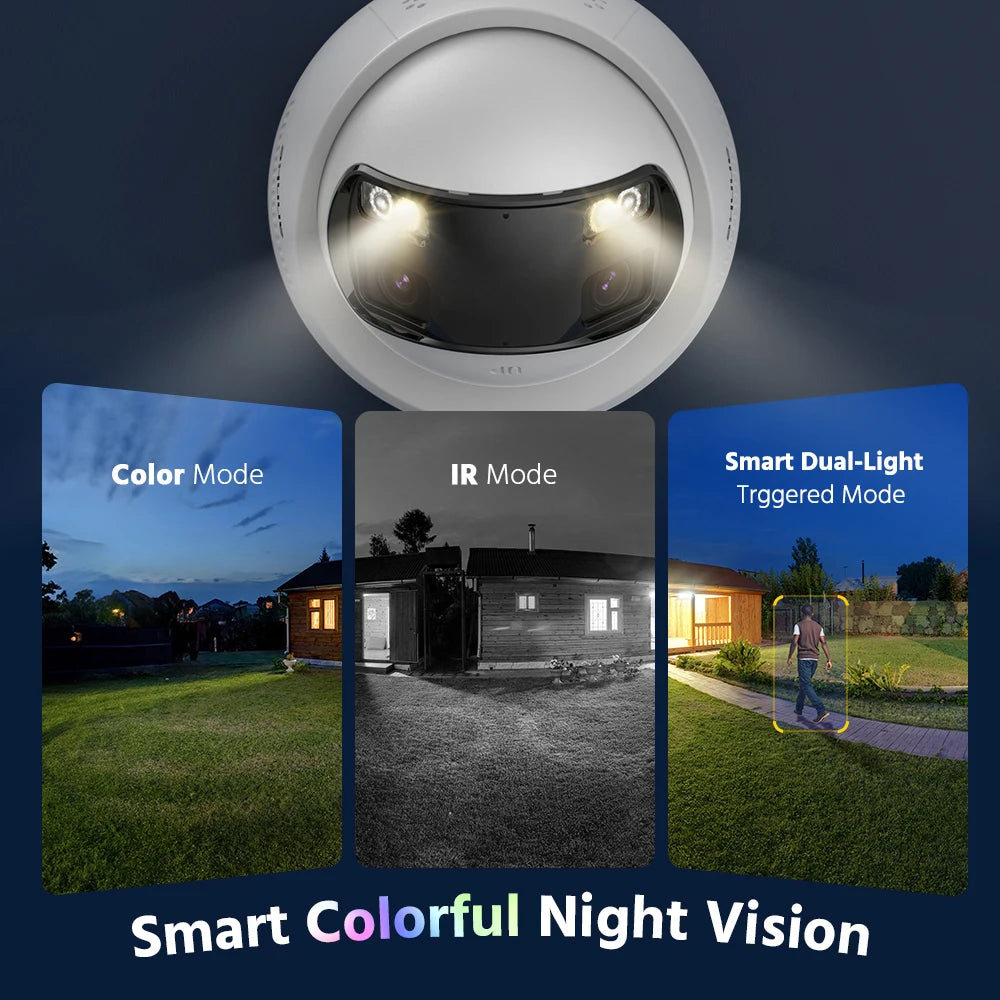 IP Cameraset – Beveiligingscamera – Buitenbeveiliging - Bewakingscamera - Surveillance Camera - 180° Ultrabreed Dual-Lens - AI Beweging Detectie Met Nachtzicht