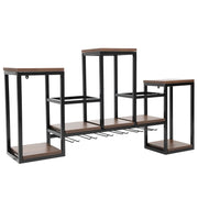 Wine Rack - Wine Bottle Rack - Wijnrek - Wijnflessenrek - Metalen Wijnfleshouder - Wandmontage - Wijnopslag Displayrek - voor Thuis, Bar, Eetkamer en Keuken - Bruin