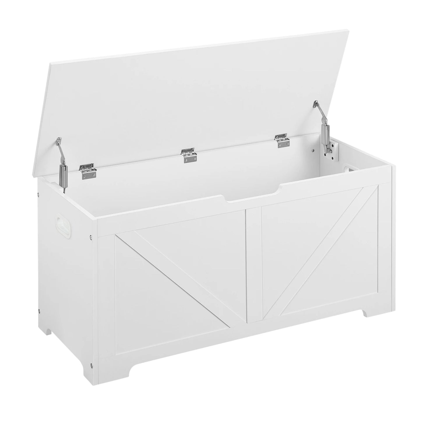 Tuinbox - Tuinkussenbox - Buitenkast - Tuinspullen - met Open Deksel - Luikontwerp - Stevig - Duurzaam - voor Tuin - Terras - Buiten - Hout - 100 x 47 x 40 cm - Wit - QUORE