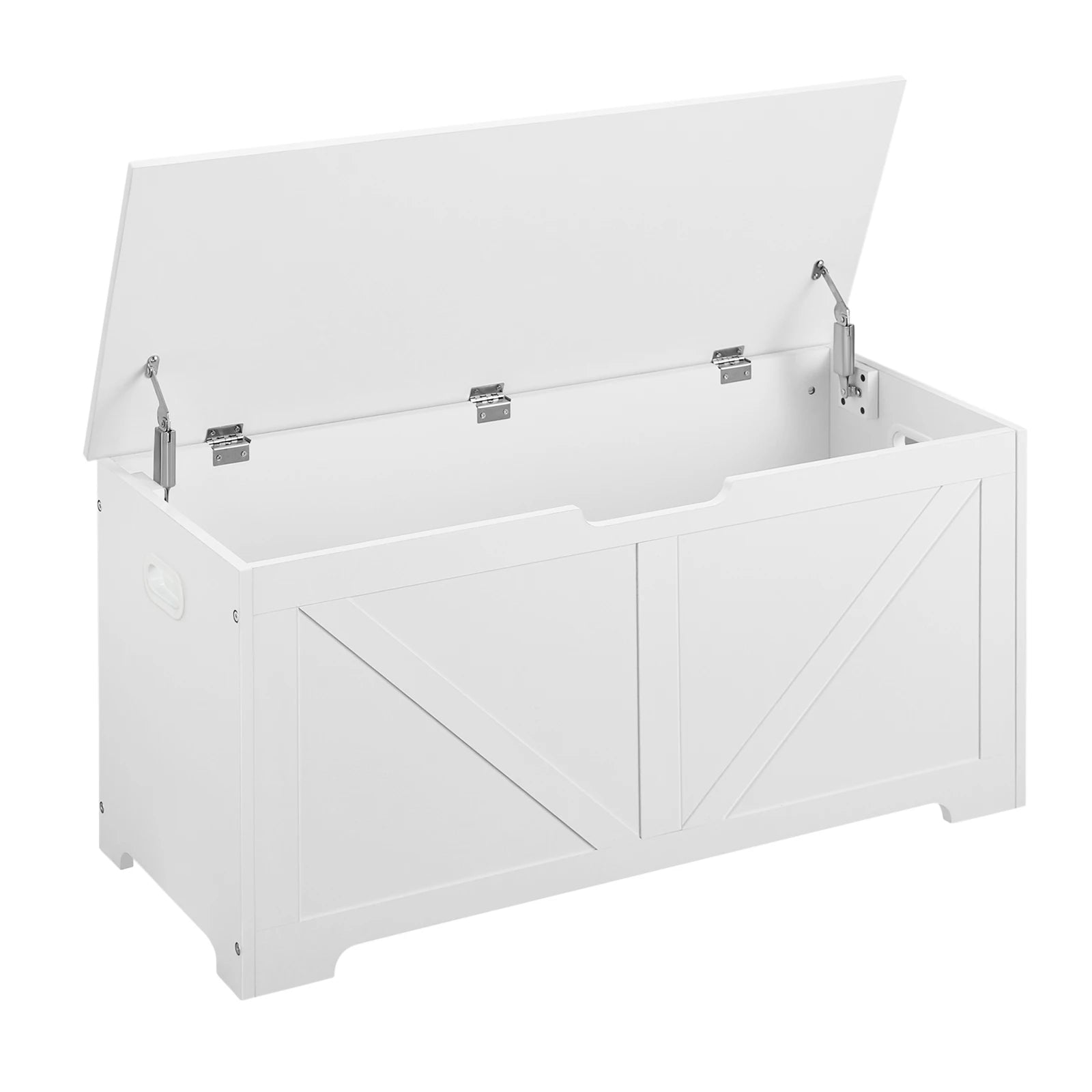 Tuinbox - Tuinkussenbox - Buitenkast - Tuinspullen - met Open Deksel - Luikontwerp - Stevig - Duurzaam - voor Tuin - Terras - Buiten - Hout - 100 x 47 x 40 cm - Wit - QUORE