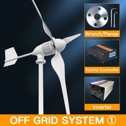 Windturbine – Horizontale Turbine – Windgenerator – Duurzame Energie – 5000W – Aluminium Behuizing - 48V - Off-grid Systeem 1 - QUORE
