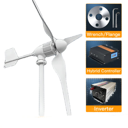 Windturbine – Horizontale As – 6KW Windgenerator – Windenergie Systeem – Duurzame Energie – Laag Aanvangsvermogen – Aluminium Behuizing - 6000W - 48V - Off-grid Systeem 2