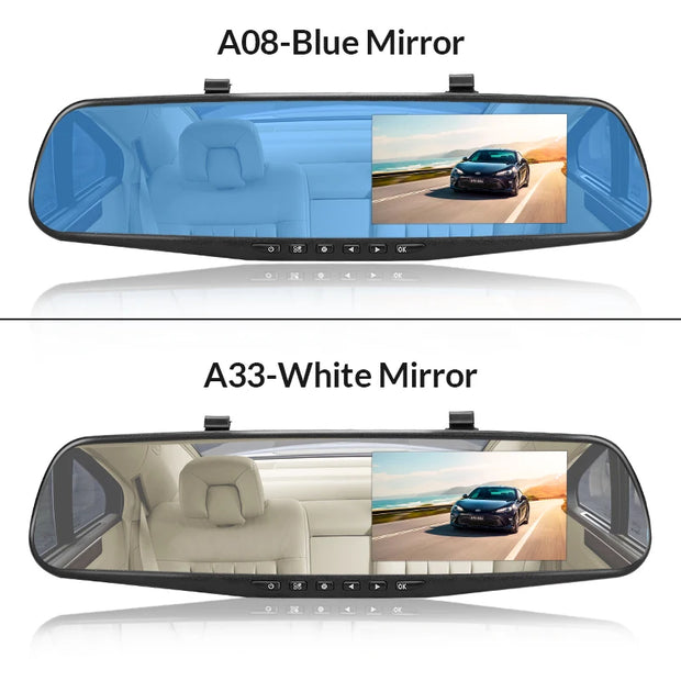 Dashcam 4.3 Inch - Full HD 1080P Auto Rij Recorder - Achteruitkijkspiegel DVR - Nachtzicht - Bewegingsdetectie - Zonder geheugenkaart - Zonder achteruitrijcamera - Zwart