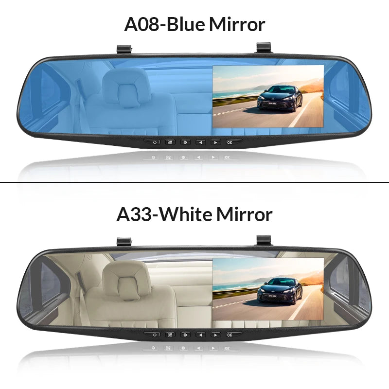 Dashcam voor Auto - Dashcam 4.3 Inch - Full HD 1080P Auto Rij Recorder - Achteruitkijkspiegel DVR - Nachtzicht & Bewegingsdetectie - Zonder Geheugenkaart - Zwart