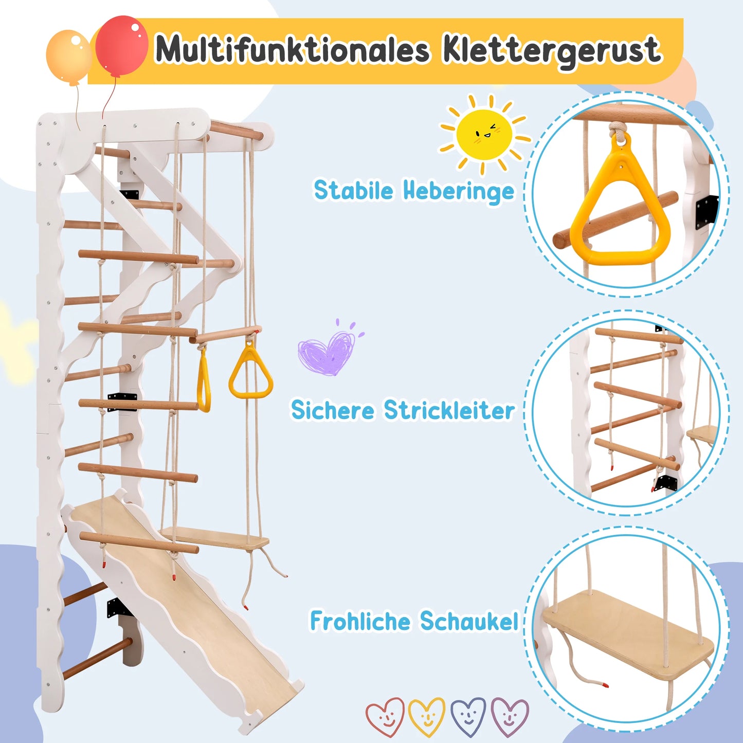 Kinderbed – Peuterbed – Juniorbed – Eenpersoonsbed – Vloerbed – 140x200 cm – Massief Grenenhout & MDF – Met Opberglades en Veiligheidsrailingen – Inclusief Trap