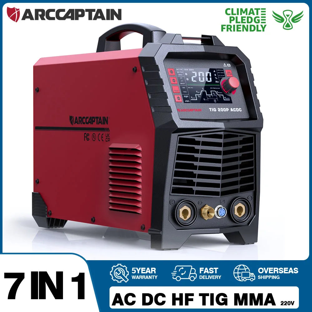 ARCCAPTAIN  7 in 1 AC/DC TIG Aluminium Welding Machine MMA Pulse Square Triangular HF TIG Stainless Argon Precise 2T 4T Welder