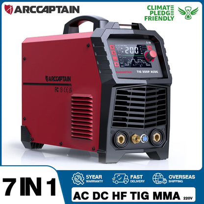 ARCCAPTAIN  7 in 1 AC/DC TIG Aluminium Welding Machine MMA Pulse Square Triangular HF TIG Stainless Argon Precise 2T 4T Welder