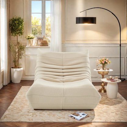 Vloerzitzak – Zitzak – Loungestoel – Poef – Bodemstoel – Beige – Teddyvelours – Ergonomisch Met High-Density Schuimvulling