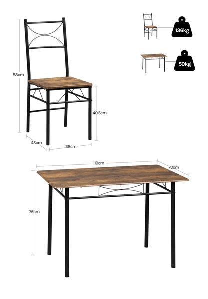 WOLTU Dining Table with 4 Chairs Dining Set for 4 Seat Metal Frame Kitchen Table Rectangular Dining Table Dining Room Furniture