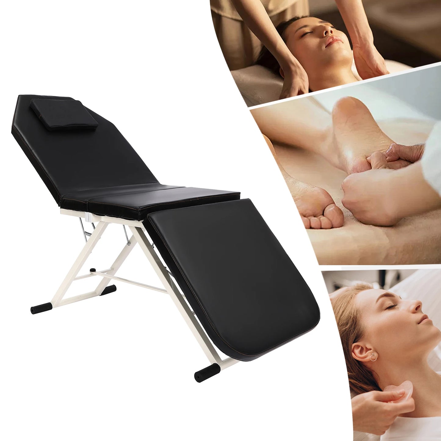 Massagetafel Inklapbaar - Massagetafel - Behandeltafel - Massage Bed - 3-Voudige Schoonheidsbed - Draagbare - Verstelbare - Inclusief Opbergtas – Geschikt voor Cosmetische en Therapeutische Behandelingen – Roze