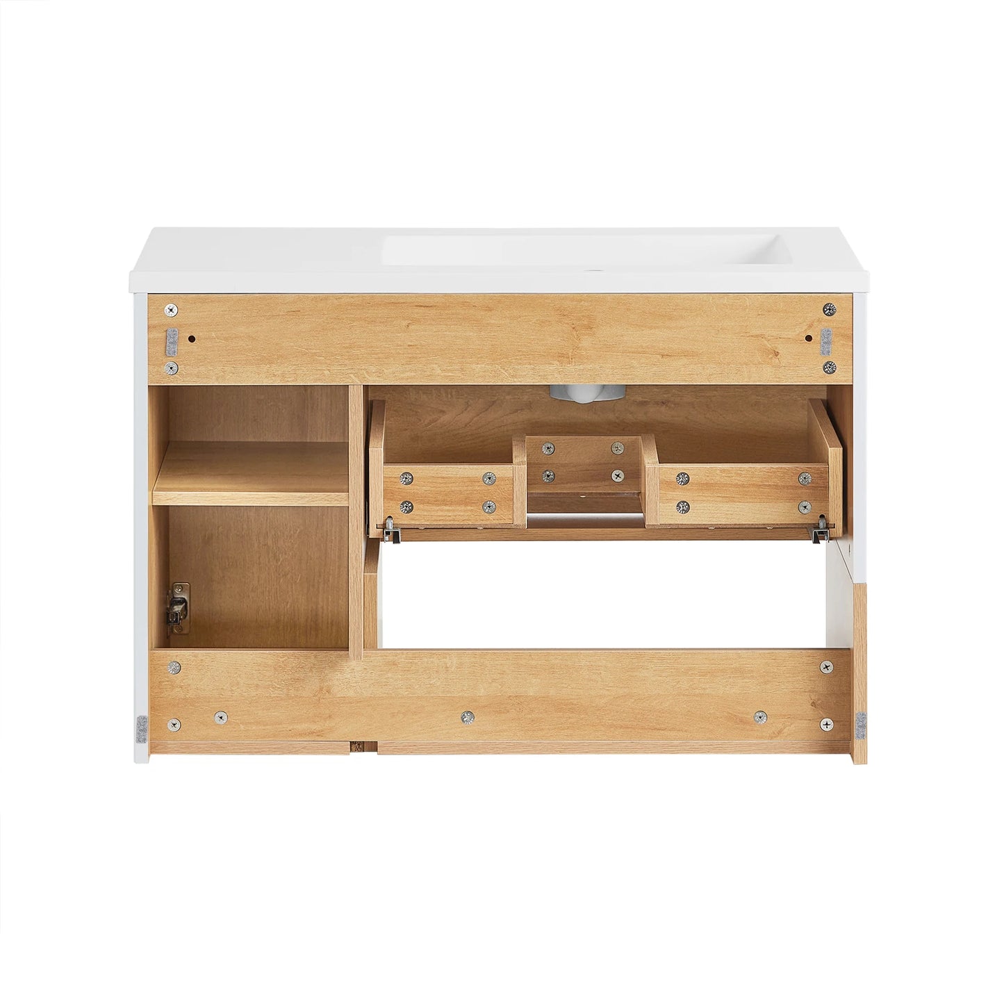 Wastafelmeubel – Wastafelonderkast – Badmeubel – Badkamermeubel – Wastafelkast – Wit – Keramische Wasbak 80x54x46 cm – Wandmontage Met Lade En Opbergruimte - QUORE