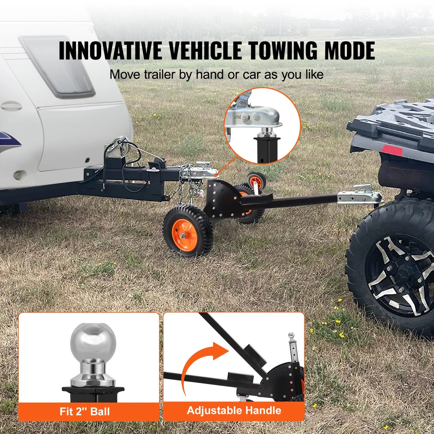Aanhanger Dolly – Trailer Dolly – Trek Dolly – Verplaats Dolly – Verstelbare Hoogte – Draagvermogen 680 Kg – Pneumatische Wielen
