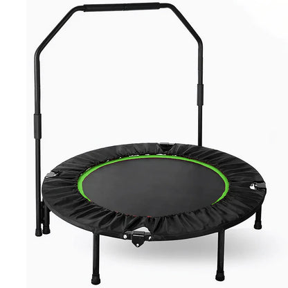 Fitness Trampoline - Mini Trampoline - Opvouwbaar Ontwerp - 40 Inch - Met Verstelbare Handgreep - Indoor Rebounder - Rubberen Antislip Voetjes - Voor Sport - Cardio Workout - Max 150 kg - Black en Groen - QUORE