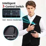 Heating Jacket - Heated Bodywarmer - Heated Clothing - 10 Areas Heated Vest - Heated Vest Unisex - Rechargeable - Self-Heating Vest - Fleece Thermal Vest - Size XL - Black